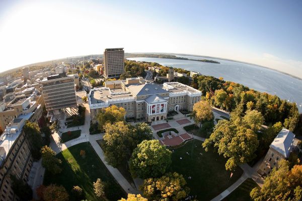 Aerial view of UW-Madison campus