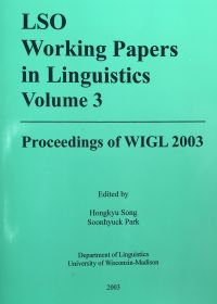 LSO Working Papers in Linguistics Volume 3 (cover)