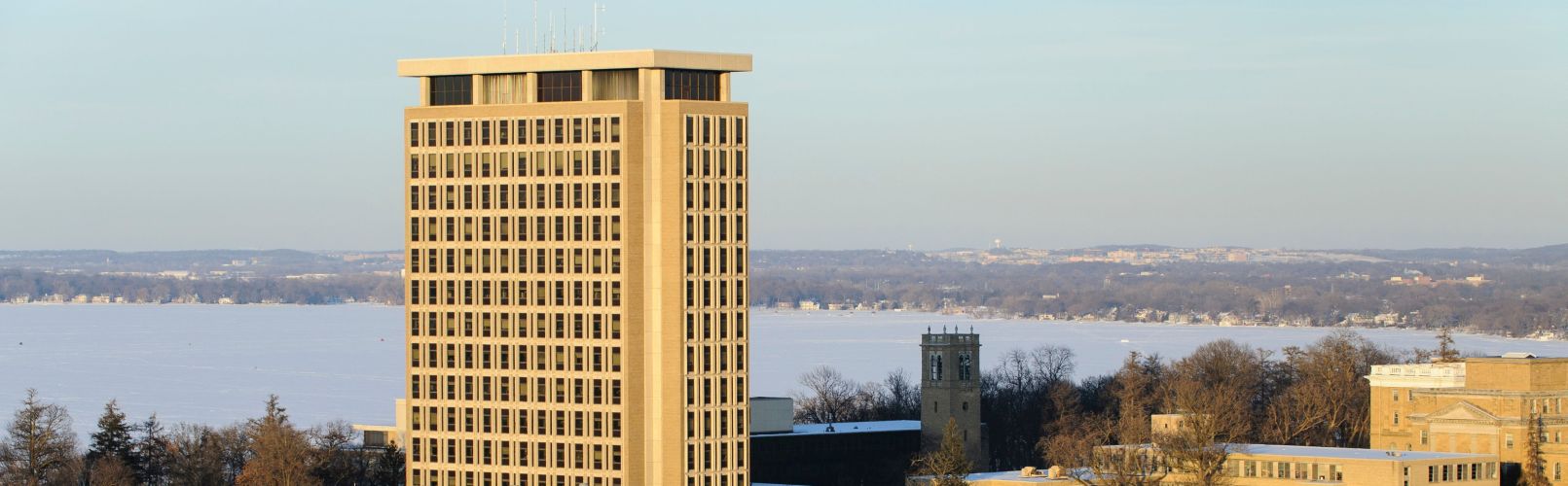 Campus at Dusk, with a view of Van Hise Hall