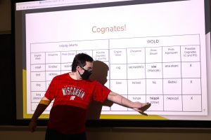 Student giving presentation