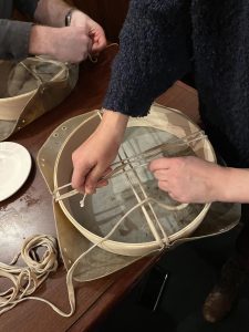 Tying the drum