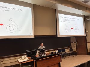 Grad student Weller presenting research