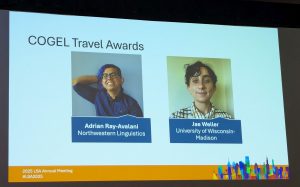 Grad student Weller receives an award at the LSA