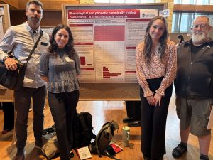 Lucas Annear, Caroline Downey, Oona Audley, and Joe Salmons at the poster session