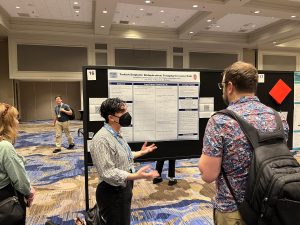 Linguistics PhD student Jae Weller presenting a poster at the LSA 2026 Annual Meeting